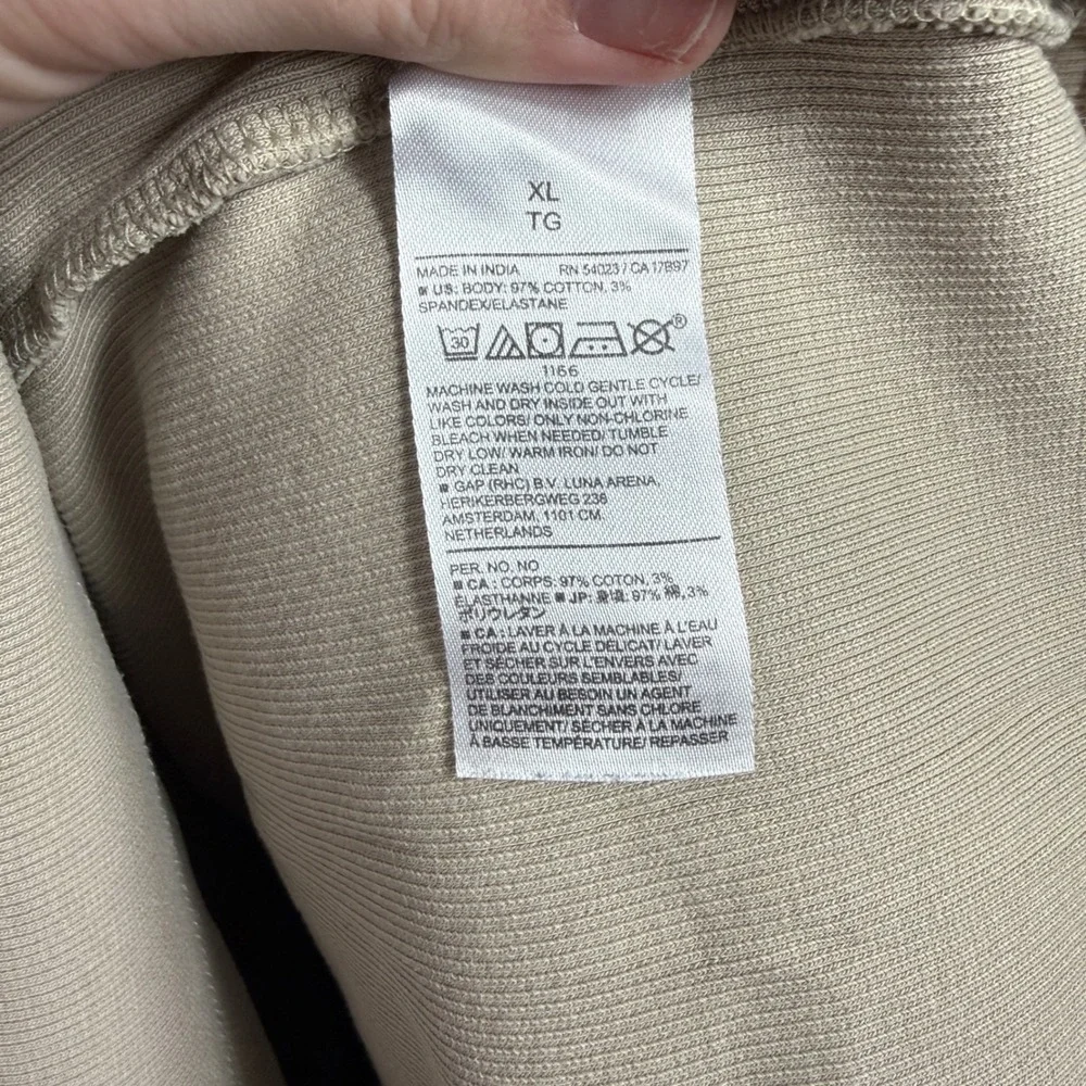 Banana Republic Mens XL Khaki Tan Ribbed Short Sleeve Henley Shirt Cotton Blend